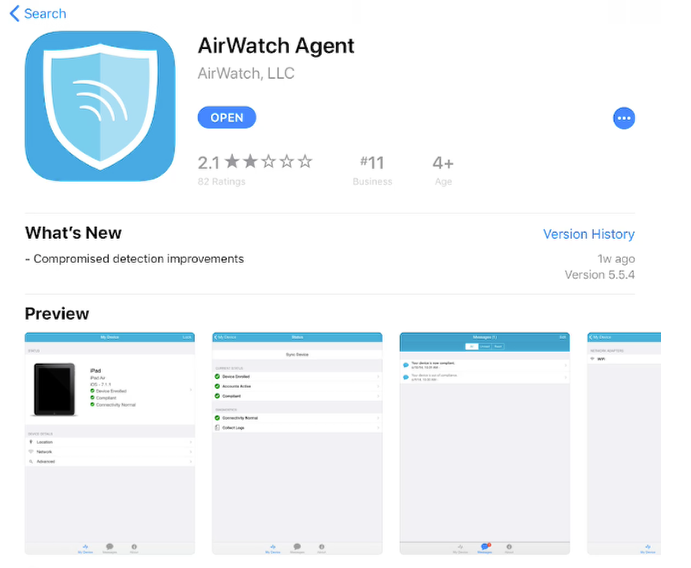 Airwatch mac app store app